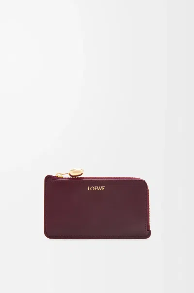 Loewe Porte-cartes Et Monnaie Pebble En Cuir Nappa Brillant Pour Femme In Burgundy