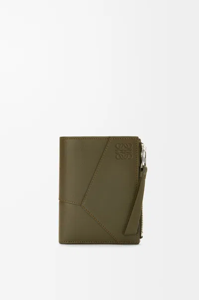 Loewe Portefeuille Compact Fin Puzzle En Cuir Classique Pour L'homme In Green