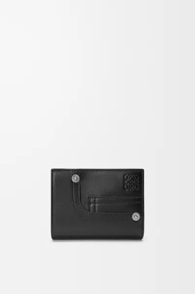 Loewe Portefeuille Compact Panta En Cuir Brillant Pour Femme In Black
