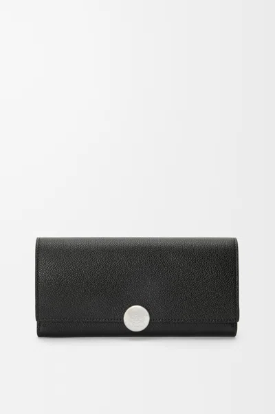 Loewe Portefeuille Continental Anagram En Cuir Grainé Pour Femme In Black