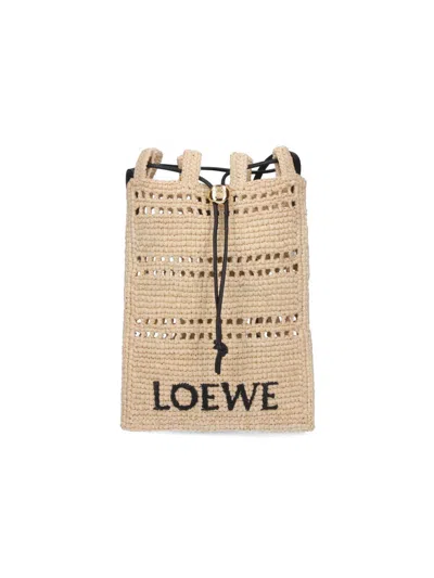Loewe Pouch In Raffia In Beige
