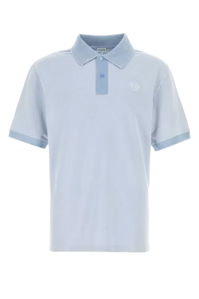 LOEWE POWDER LIGHT BLUE PIQUET POLO SHIRT