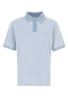 Loewe Piquet Polo Shirt With Ribbed Collar And Short Sleeves In Blue