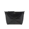 Loewe Ppa Leather Puzzle Fold Pouch In Black