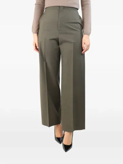 Pre-owned Loewe Pressed-crease Palazzo Pants In Green