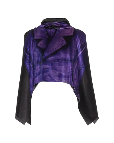 Pre-owned Loewe Print Open Draped Back Cape Top In Black/black