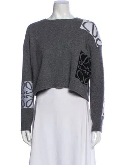 Pre-owned Loewe Printed Bateau Neckline Sweater In Gray