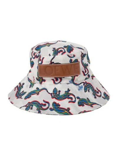 Pre-owned Loewe Printed Bucket Hat In White