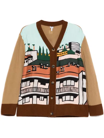 Pre-owned Loewe Printed Cardigan In Brown