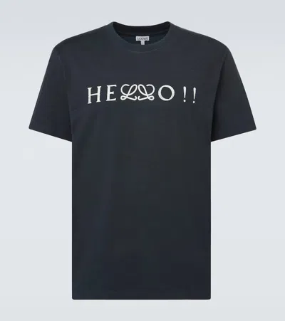 Loewe Printed Cotton-blend Jersey T-shirt In Black