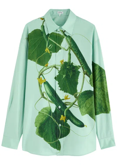 Loewe Printed Cotton-blend Shirt In Green