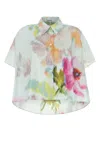 Loewe Short Sleeve Trapeze Shirt In Cotton And Silk In Blue