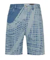 Loewe Cotton Denim Shorts With Print In Blue