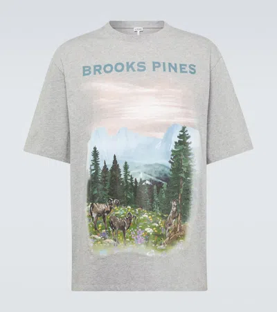 Loewe Printed Cotton Jersey T-shirt In Gray