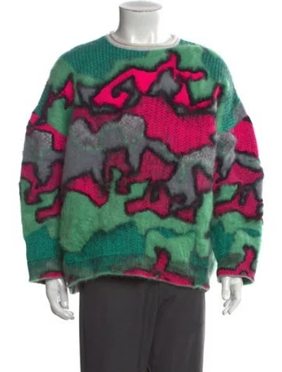 Pre-owned Loewe Printed Crew Neck Pullover In Green
