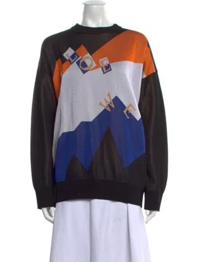 Pre-owned Loewe Printed Crew Neck Sweater In Black