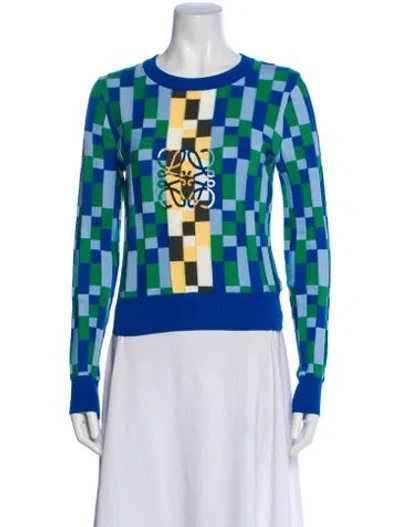 Pre-owned Loewe Printed Crew Neck Sweater In Blue