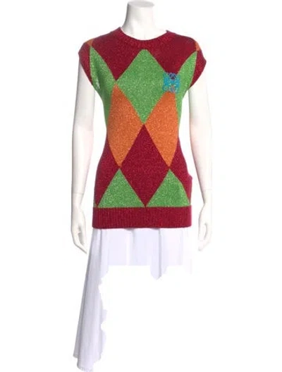 Pre-owned Loewe Printed Crew Neck Sweater W/ Tags In Red