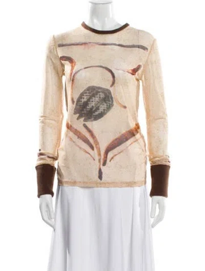 Pre-owned Loewe Printed Crew Neck Top In Neutral