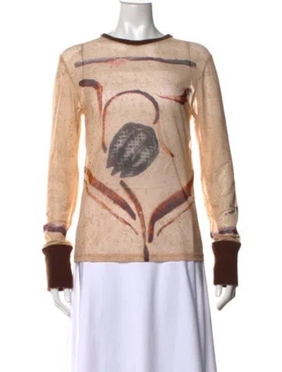 Pre-owned Loewe Printed Crew Neck Top In Neutrals