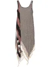 Loewe Printed Crinkled Midi Dress In Neutrals