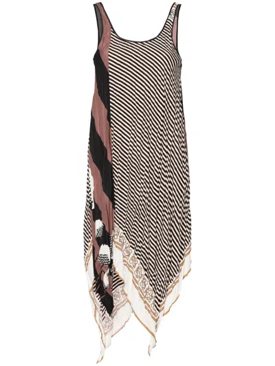 Loewe Printed Crinkled Midi Dress In Light Beige Multi
