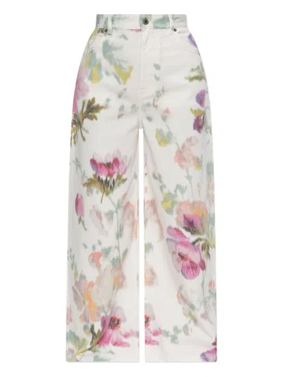 Loewe Printed Denim Jeans In Pink