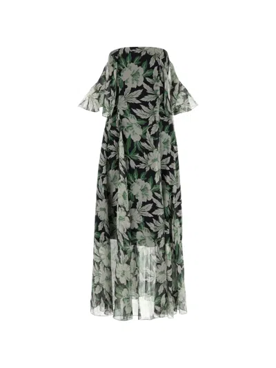 Loewe Printed Silk Dress In Green