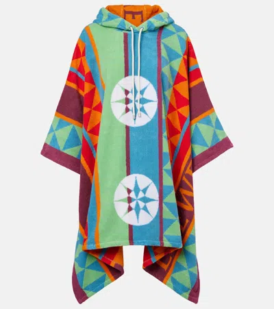 Loewe Printed Hooded Cotton Terry Poncho In Multicoloured