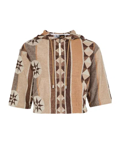 Loewe Printed Hooded Jacket In Nude