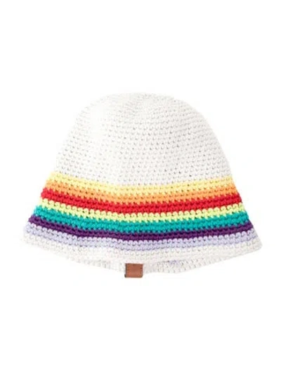 Pre-owned Loewe Printed Knit Beanie In White