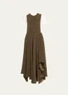 Loewe Printed Layered Tee Asymmetric Maxi Dress In Kakhi Mela