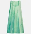 Loewe Gradient-print Crinkled Cotton Mini Shift Dress In Green