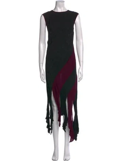 Pre-owned Loewe Printed Long Dress In Black