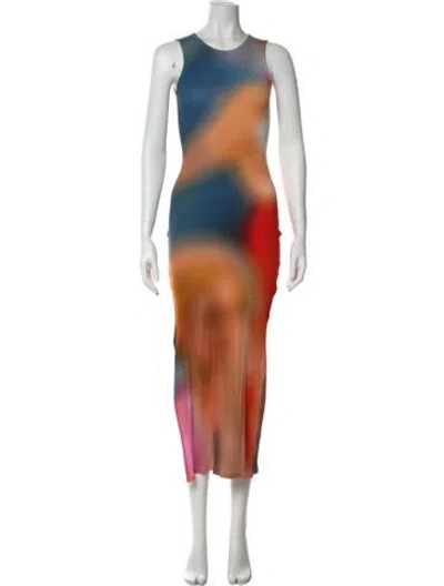 Pre-owned Loewe Printed Long Dress In Brown