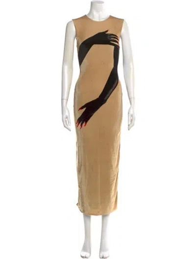 Pre-owned Loewe Printed Long Dress In Neutral