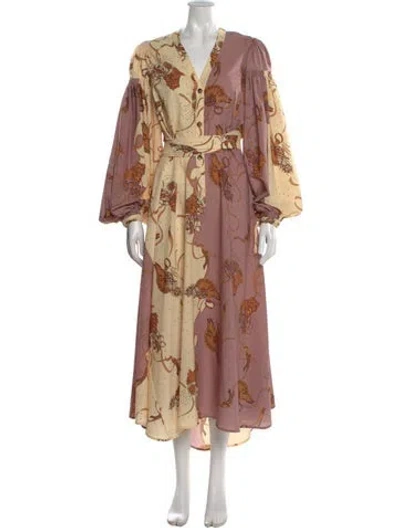 Pre-owned Loewe Printed Long Dress In Neutral