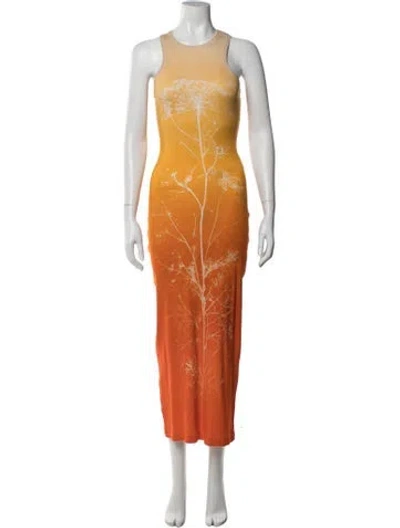 Pre-owned Loewe Printed Long Dress In Orange