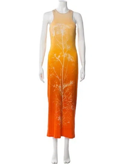 Pre-owned Loewe Printed Long Dress In Orange