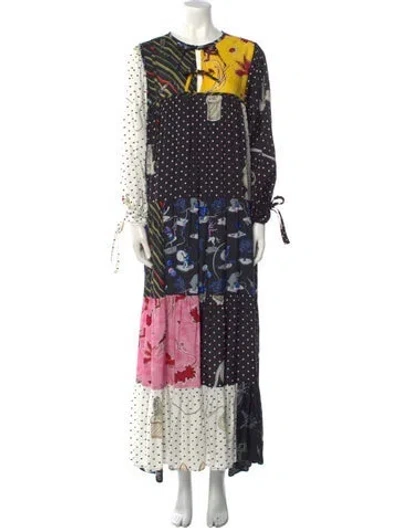 Pre-owned Loewe Printed Long Dress In White
