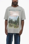 Loewe Printed Loose Fit Brooks Pines Crew-neck T-shirt In Gray