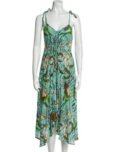 Pre-owned Loewe Printed Midi Length Dress In Blue