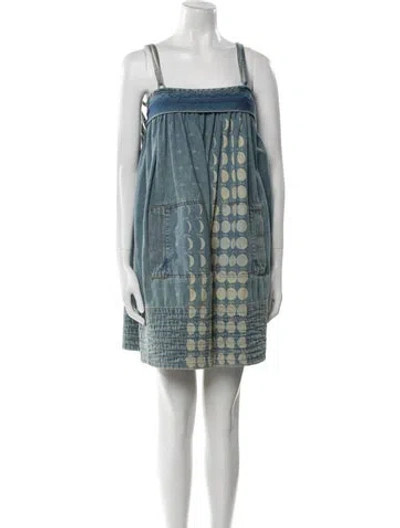 Pre-owned Loewe Printed Mini Dress In Blue