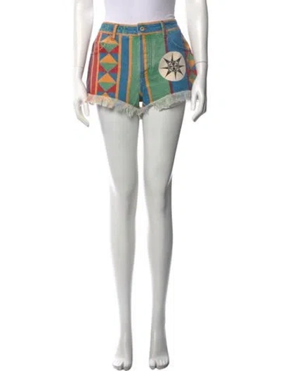 Pre-owned Loewe Printed Mini Shorts In Blue