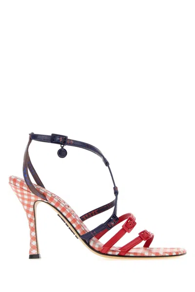 Loewe Printed Nappa Leather Comic Sandals With 9.5 Cm Heel In Multi