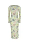 Loewe Women Morning Glory Print Cotton And Silk Multicolor Dress In Multicolor