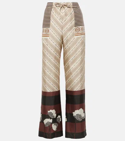 Loewe Printed Silk Satin Pyjama Trousers In Multicoloured