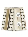 Loewe Silk Shorts Geometric Pattern Mid Length In Brown