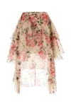 Loewe Floral Layered Silk Skirt With Elastic Waistband In Multi