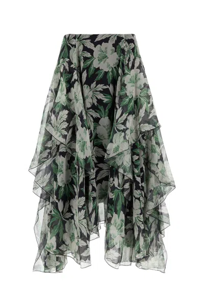 LOEWE PRINTED SILK SKIRT